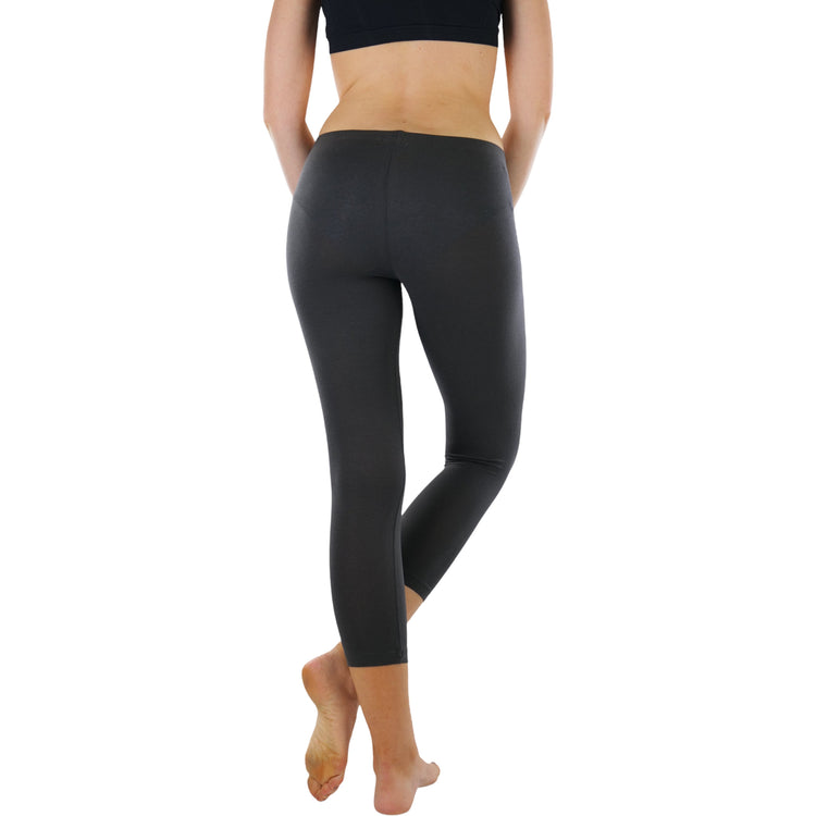 Women's Seamless Cotton Stretchy Band Yoga Activewear Capri Leggings