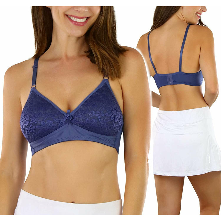 ToBeInStyle Women's Pack of 6 Slightly Padded Underwire Bras w/ Lace Flower Cups