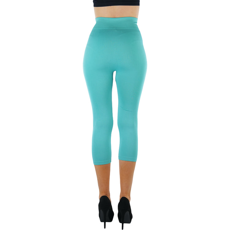 Women’s Capri Length Wide Waistband Seamless Lightweight Stretch Leggings