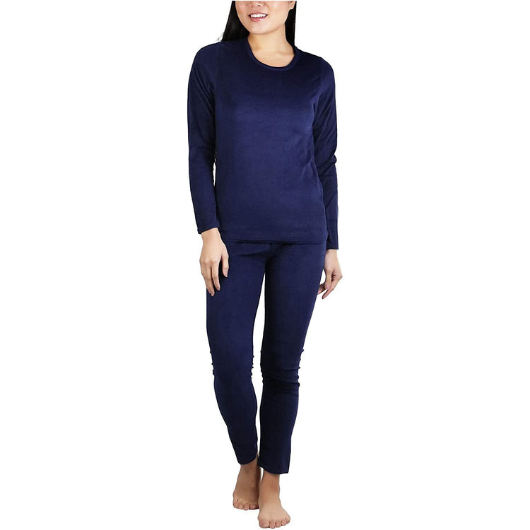 Women's Soft Velvet Long Sleeve Top and Bottom Thermal Set