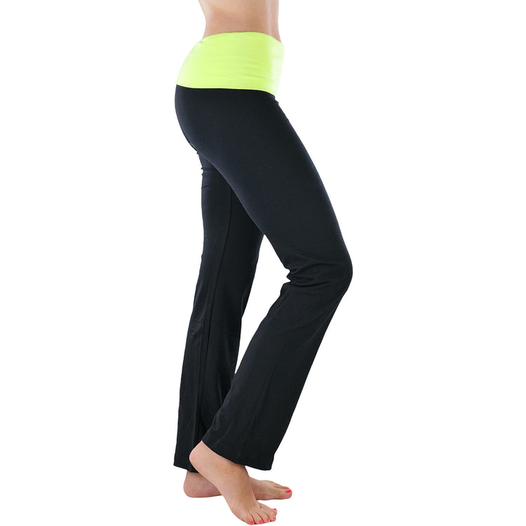 Women's Elastic Exercise Sweatpants w/Fold-Over Waistband