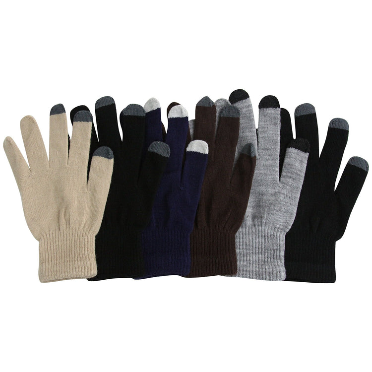 ToBeInStyle Men’s Pack of 6 Assorted Style Traditional Winter Knit Cold Weather Gloves