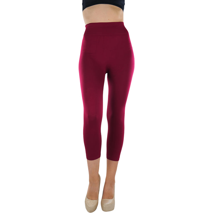 Women’s Capri Length Wide Waistband Seamless Lightweight Stretch Leggings