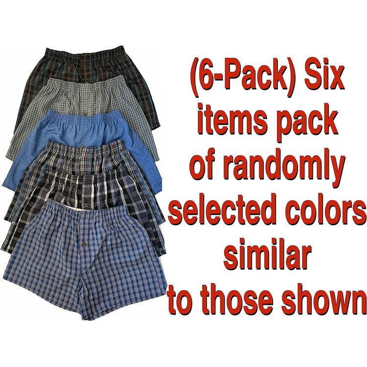 Boys' 6 Pack Cotton-Blend Tartan Patterned Boxer Shorts