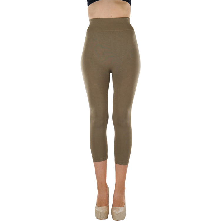 Women’s Capri Length Wide Waistband Seamless Lightweight Stretch Leggings