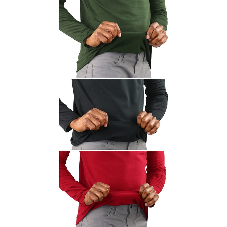 Men's Premium Fleece Lined Microfiber Thermal Long Sleeve Crewneck Shirt Top