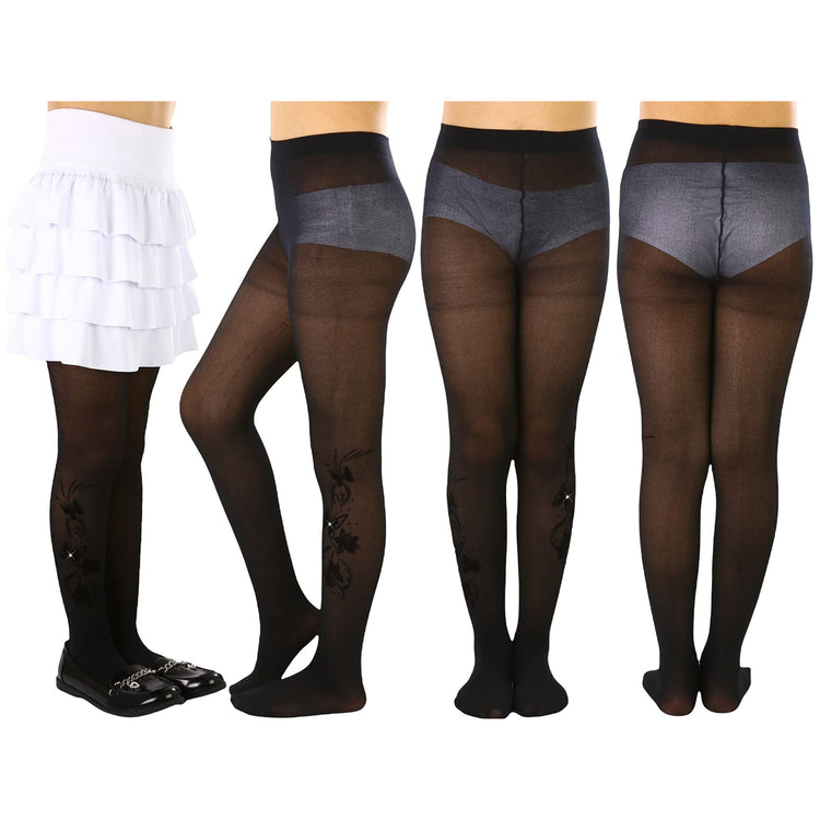 Girls to Junior Pack of 6 Opaque Nylon Tights Pantyhose Age: 1-12 Years Old