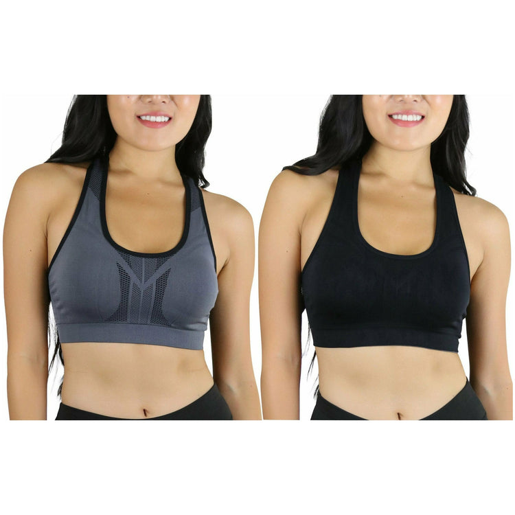 Women's Single or Pack of 3 Reversible Double Layered Compression Sports Bras