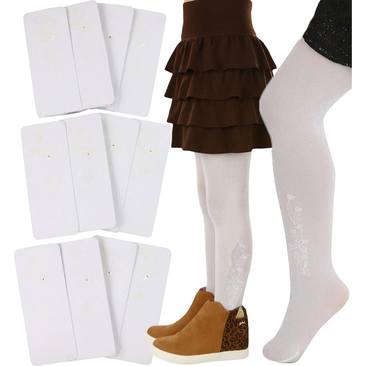 Girls to Junior Pack of 6 Opaque Nylon Tights Pantyhose Age: 1-12 Years Old
