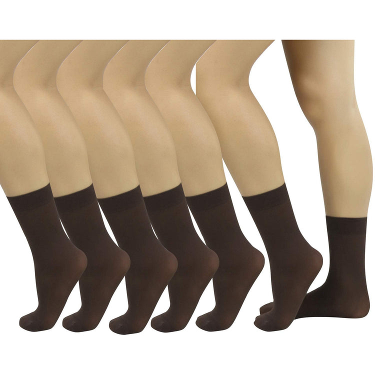 Women's Pack of 6 Solid Colored Trouser Ankle Socks