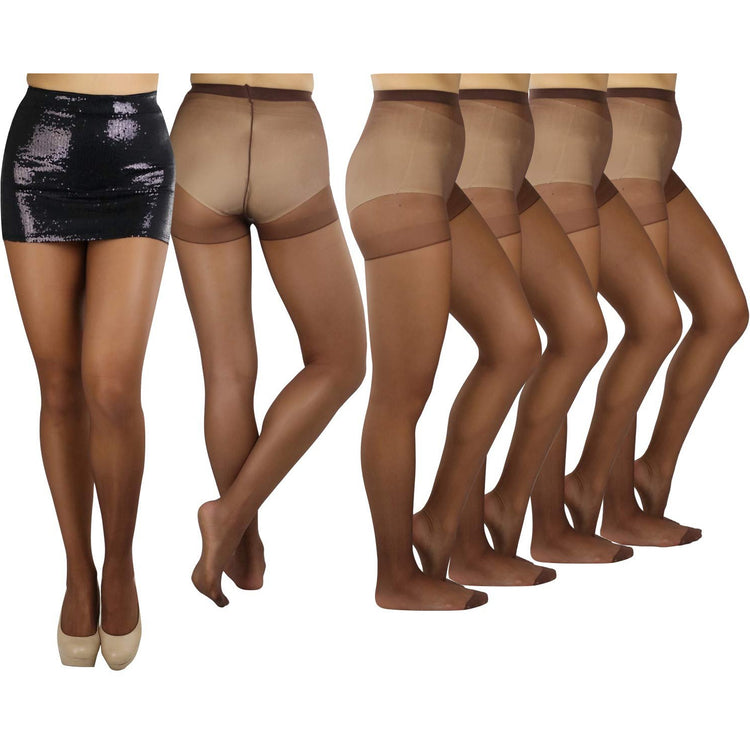 Women's Pack of 6 Plain Full Length Pantyhose