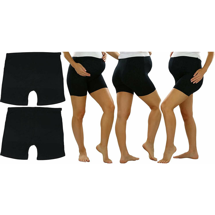 ToBeInStyle Women's Pack of 2 High Waisted Over The Bump Maternity Layering Shorts Underwear with Button Sides