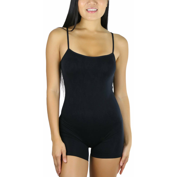 Women's Pack of 3 Essential Layering Seamless Pull On Bodysuit Cami Top Shorts Bottoms