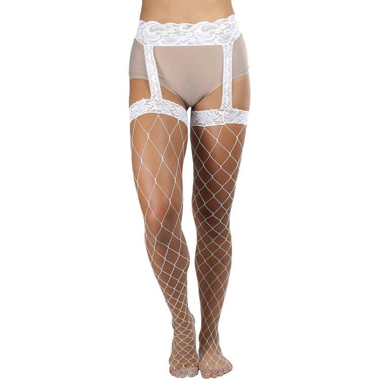 Women's Spandex Fence Net All-In-One Garter Belt Suspender Pantyhose
