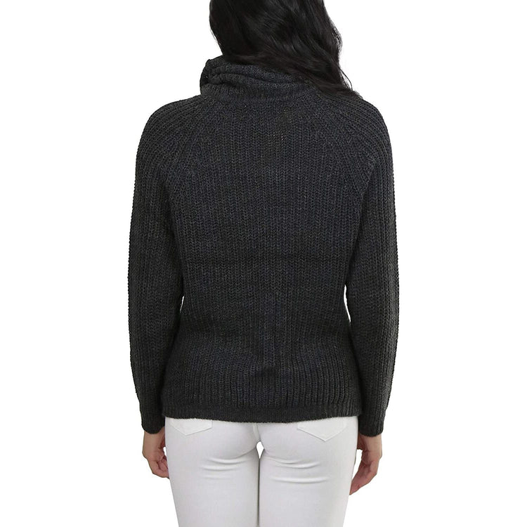 ToBeInStyle Women's Classic Knit Fold Over Turtleneck Pullover