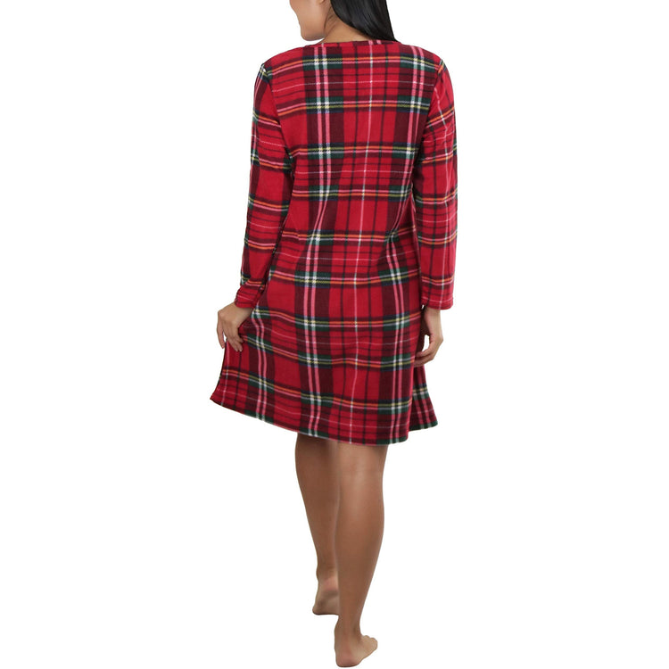 Women's Cozy Fleece Pajama Long Sleeve Nightgown