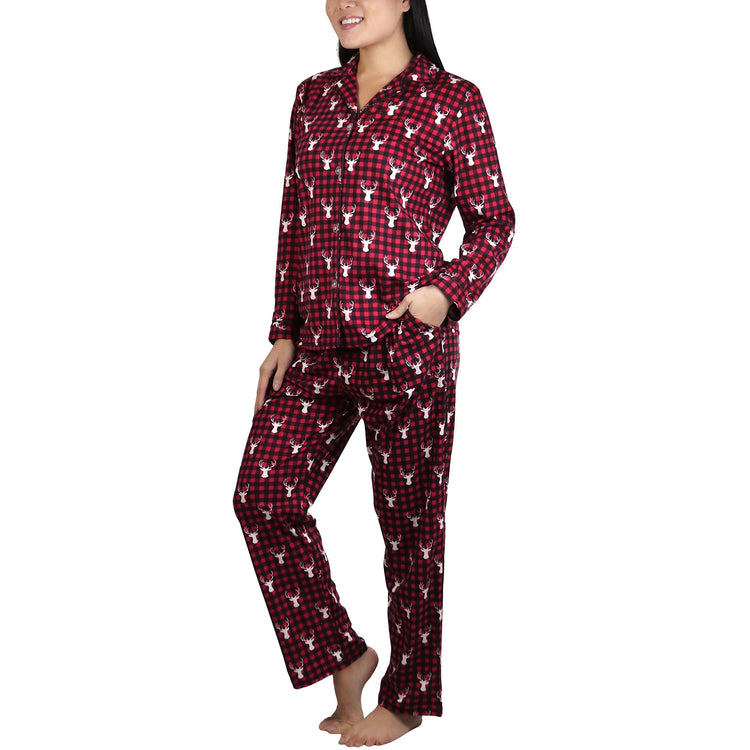 Women's Flannel Pajama Set with Matching Top and Bottom
