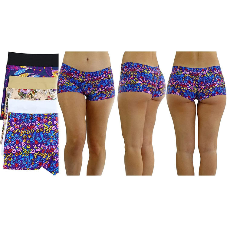 ToBeInStyle Womenโs Pack of 6 Comfortable No Panty Line Laser Cut Boyshorts