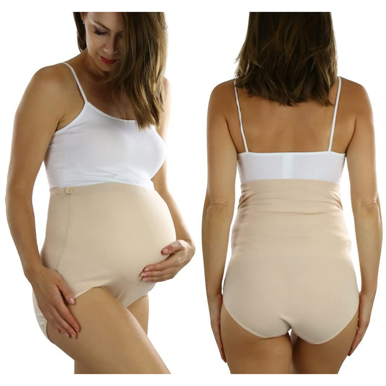 Women's Pack of 2 High Waisted Over The Bump Maternity Layering Long Shorts Underwear