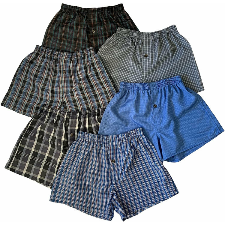 Boys' 6 Pack Cotton-Blend Tartan Patterned Boxer Shorts