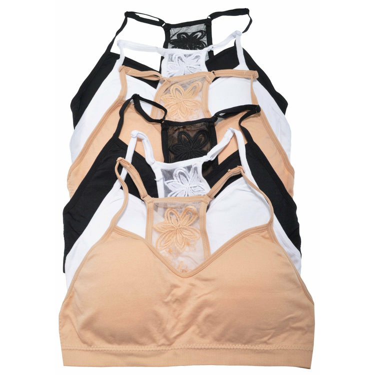 ToBeInStyle Junior Girls' Elegant Embroidered Mesh Detailed Bralette
