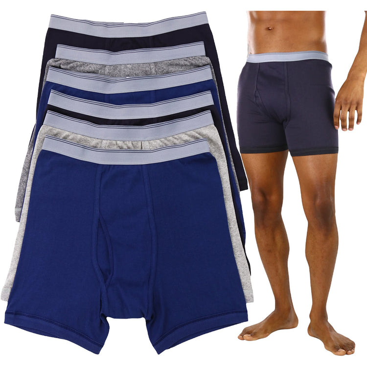 Men's Pack of 6 Contrast Waistband Boxer Briefs