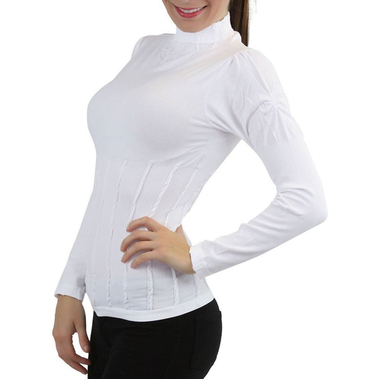 Women’s Seamless Textured Long Sleeve Turtleneck Blouse