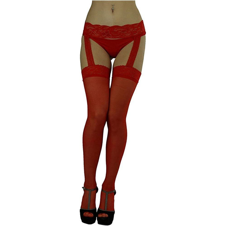 Women's All In One Garter Belt Sheer Lace Top Stockings