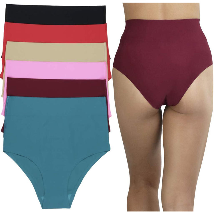 Women's Pack of 6 High Waisted Seamless Laser Cut Panty Briefs