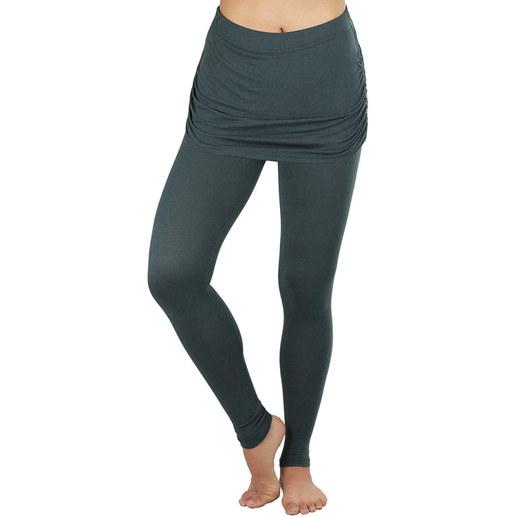 ToBeInStyle Women's High Waist Leggings with Attached Mini Skirt