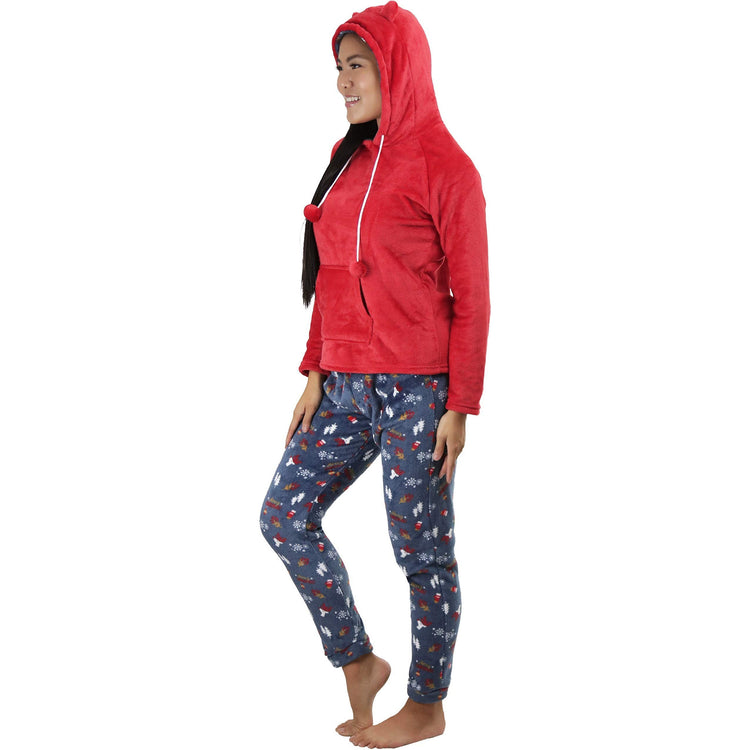 Women's Premium Plush Hoodie Lounge Pajama Set