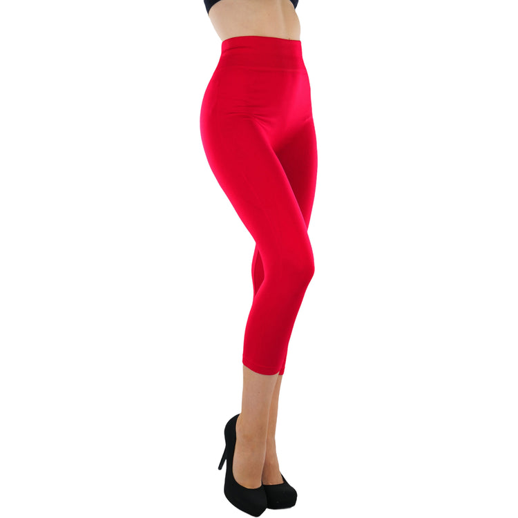 Women’s Capri Length Wide Waistband Seamless Lightweight Stretch Leggings