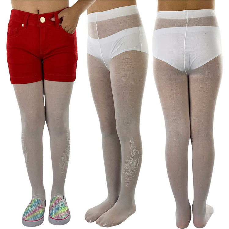 Girls to Junior Pack of 6 Opaque Nylon Tights Pantyhose Age: 1-12 Years Old