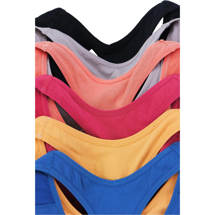 Women’s Pack of 6 Comfortable and Supportive Racerback Sports Bras
