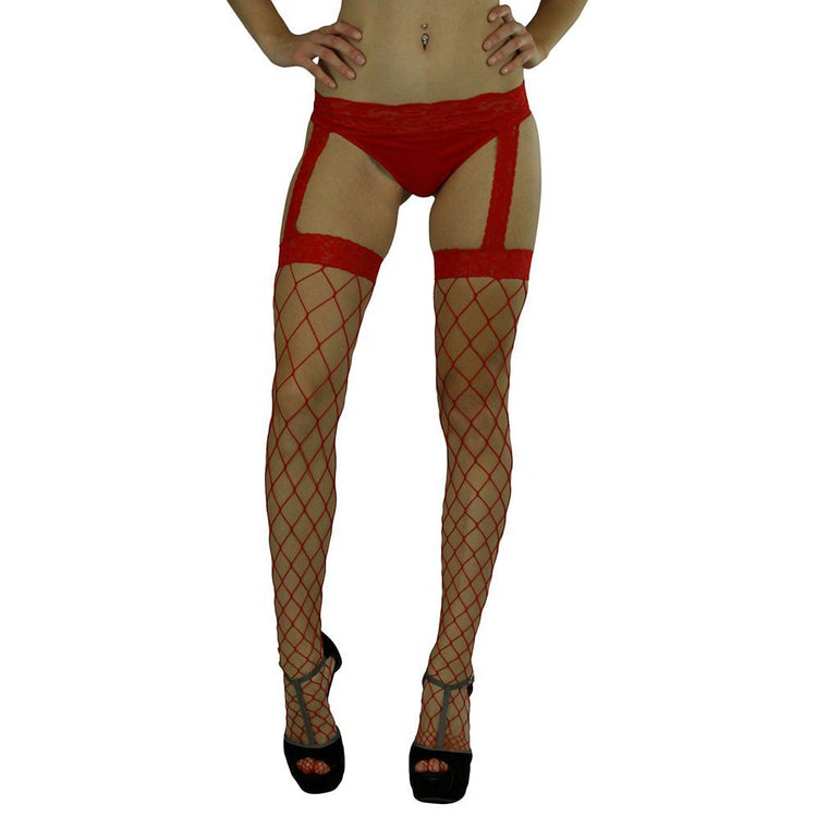 Women's Spandex Fence Net All-In-One Garter Belt Suspender Pantyhose