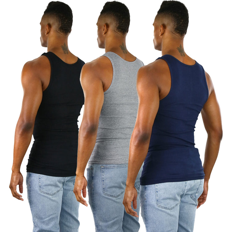Men's Pack of 3 Slim Fit Generous Length A-Shirts