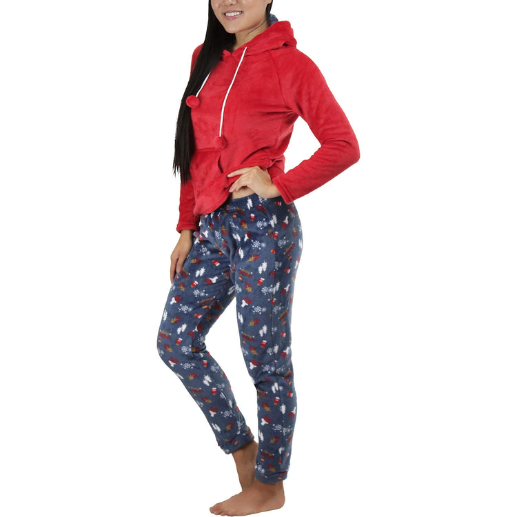 Women's Premium Plush Hoodie Lounge Pajama Set
