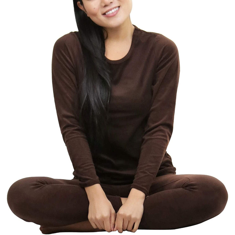 Women's Soft Velvet Long Sleeve Top and Bottom Thermal Set