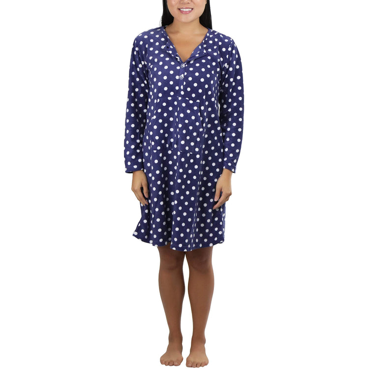 Women's Cozy Fleece Pajama Long Sleeve Nightgown