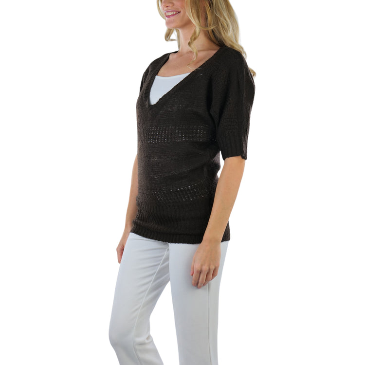 Women's Soft Knit V-Neck Sweater Warm Knit Tunic