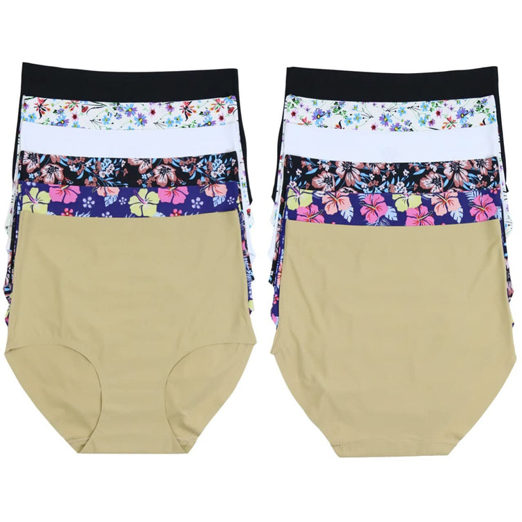 Women's Pack of 6 High Waisted Seamless Laser Cut Panty Briefs