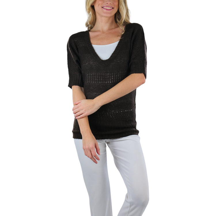 Women's Soft Knit V-Neck Sweater Warm Knit Tunic