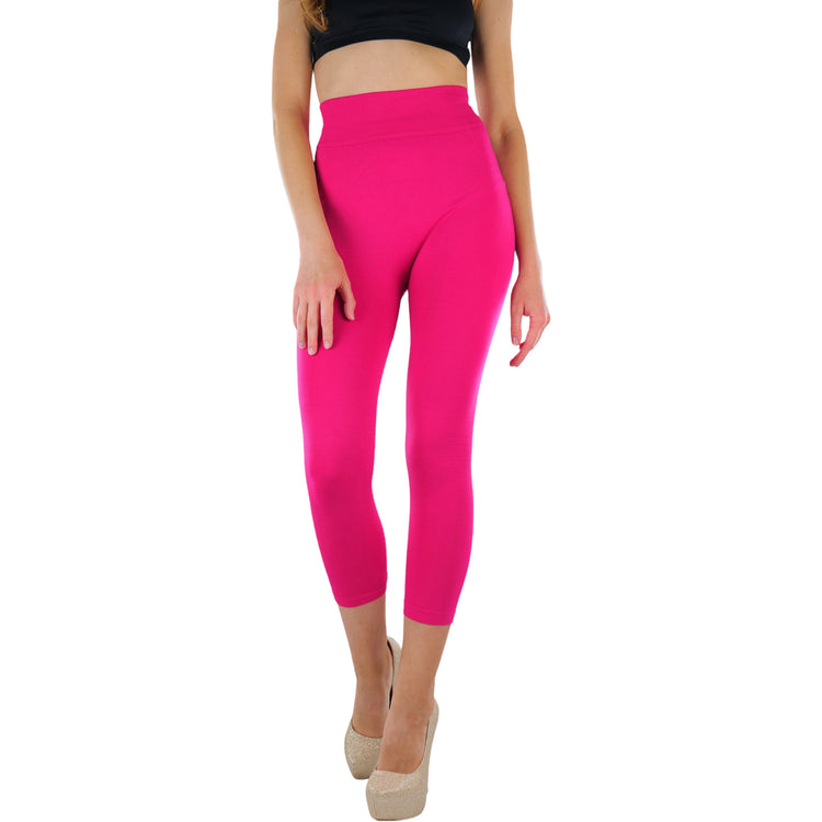 Women’s Capri Length Wide Waistband Seamless Lightweight Stretch Leggings