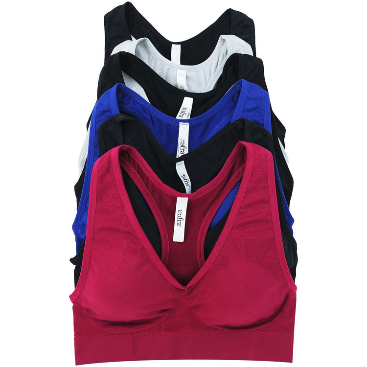Women’s Pack of 6 Comfortable and Supportive Racerback Sports Bras