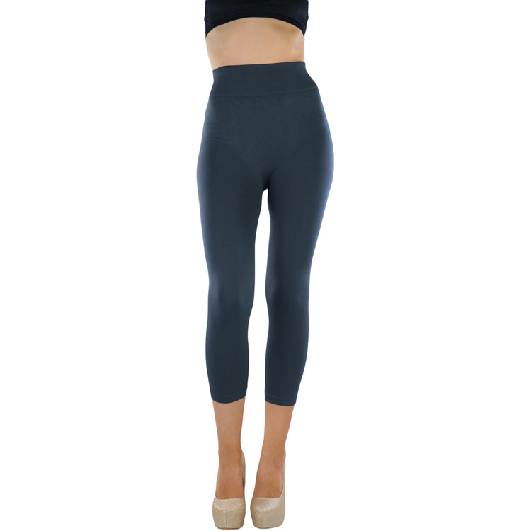 Women’s Capri Length Wide Waistband Seamless Lightweight Stretch Leggings
