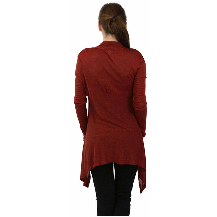 Women's Open Drape-Front Asymmetrical Hem Cardigan