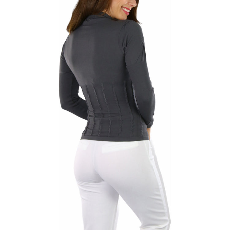 Women’s Seamless Textured Long Sleeve Turtleneck Blouse