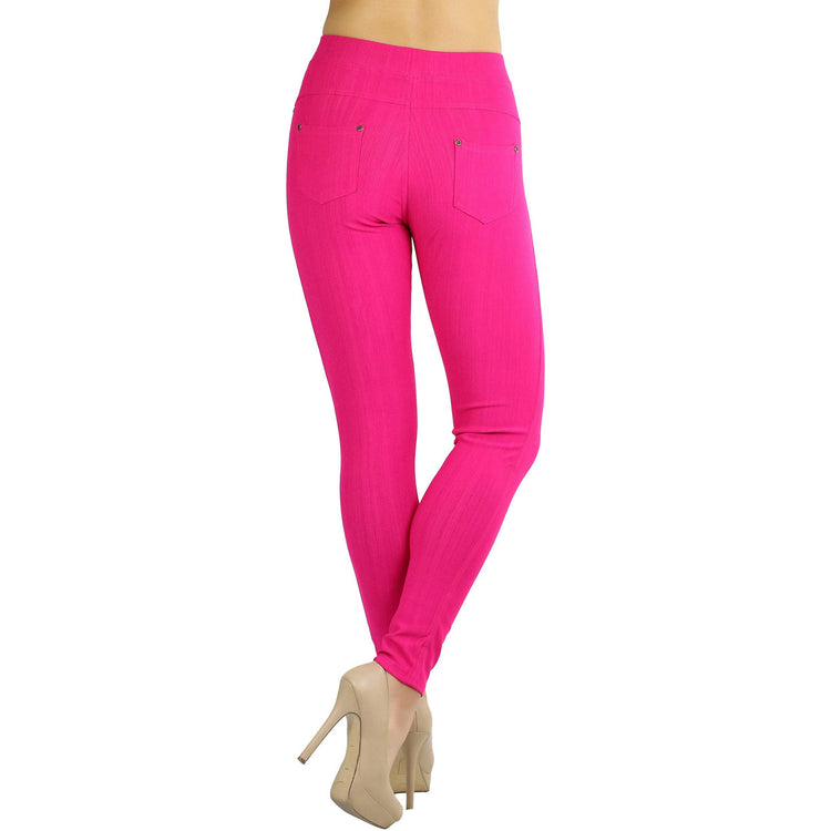 Women's Denim Like Skinny Fit Stretch Jeggings Pants