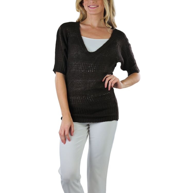 Women's Soft Knit V-Neck Sweater Warm Knit Tunic