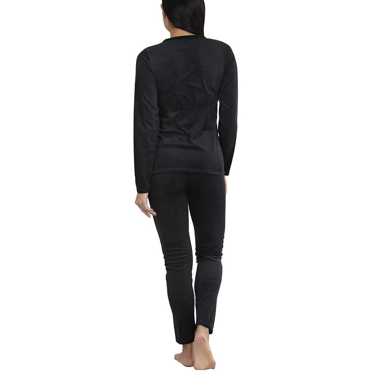 Women's Soft Velvet Long Sleeve Top and Bottom Thermal Set